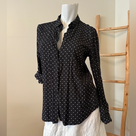 Uniqlo Black Polka Dot Women's Top XS - Picture 3 of 4